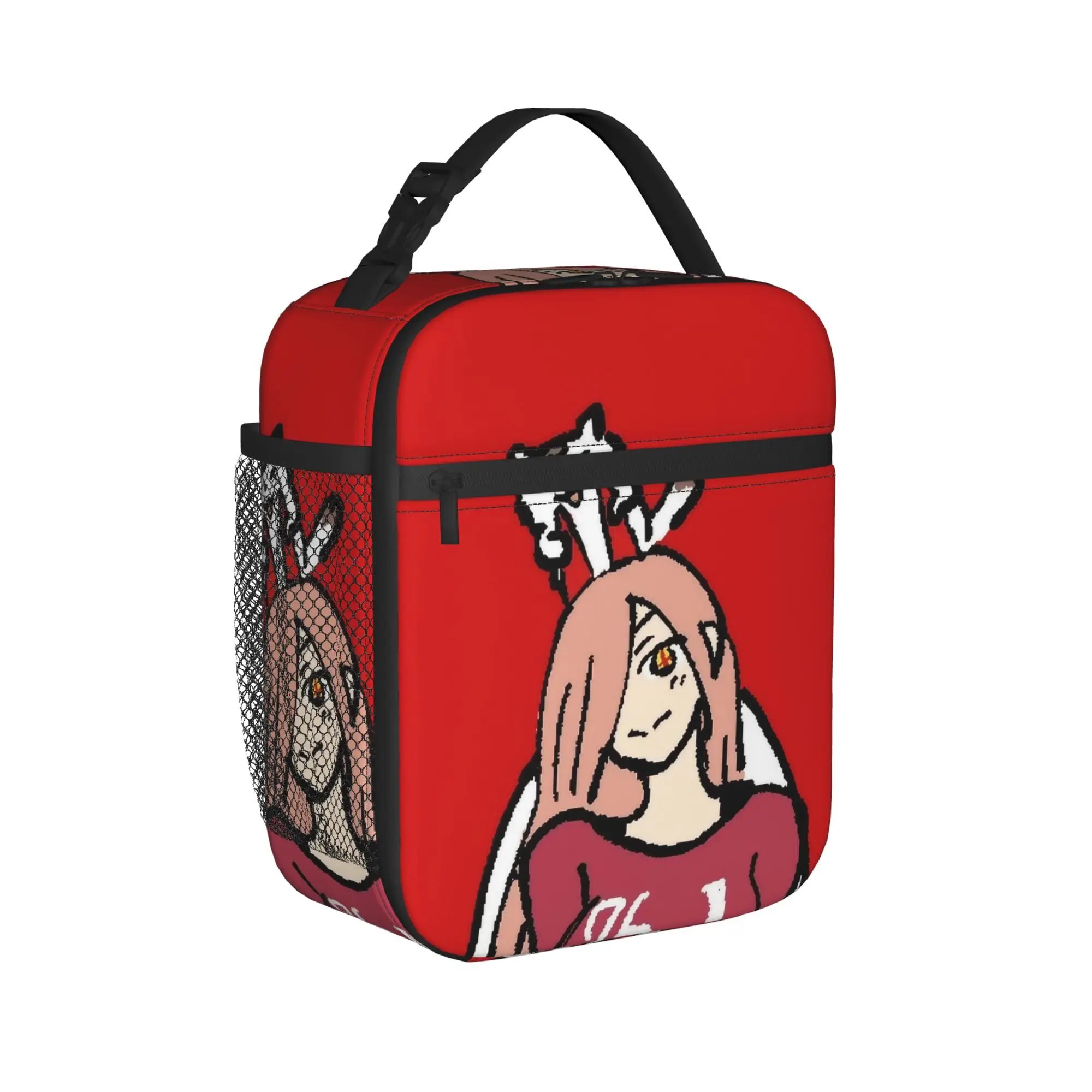 Manga Power Cat Anime Cartoon Insulated Lunch Bags High Capacity C-Chainsaws Man Reusable Cooler Bag Tote Lunch Box Office
