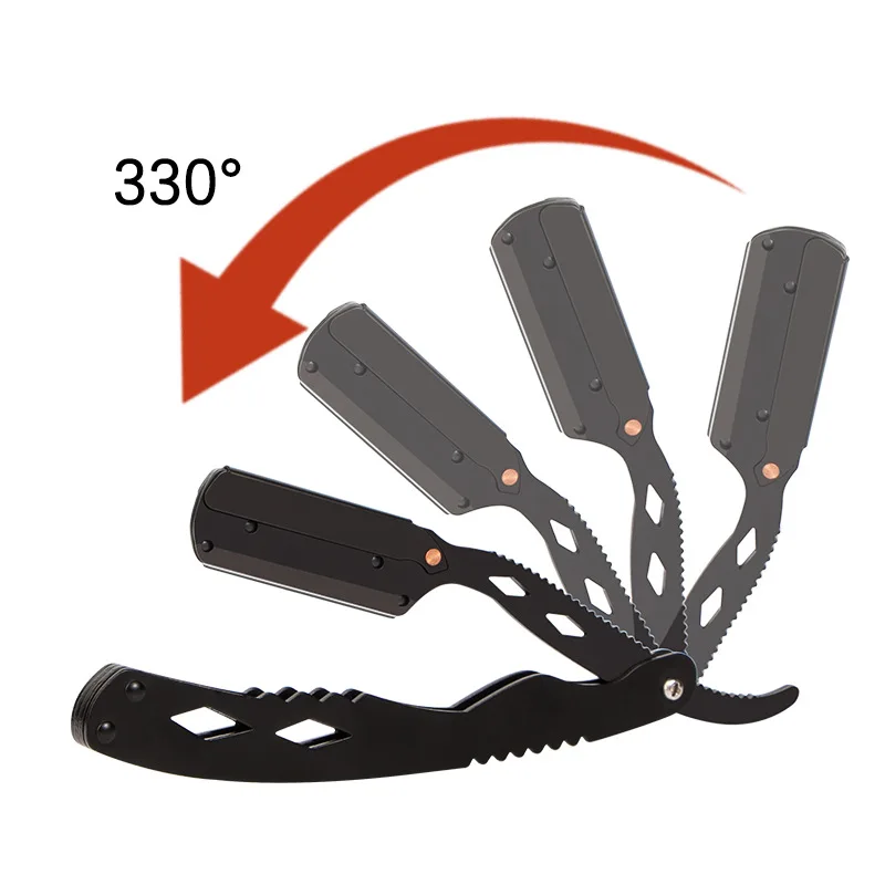 1 قطعة شفرات الحلاق الرجالية القابلة للطي الألومنيوم الصلب إزالة الشعر أدوات حلاقة الوجه تصفيف الشعر مستقيم سلامة الحلاقة حامل السكاكين #3