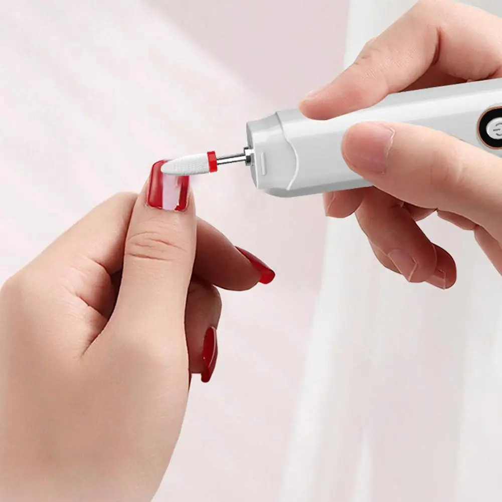 6-in-1 コードレスネイルドリル 新しい電動ネイルファイルキット ポータブル充電式マニキュアツール ネイルシェーピング、バフ研磨、研磨用