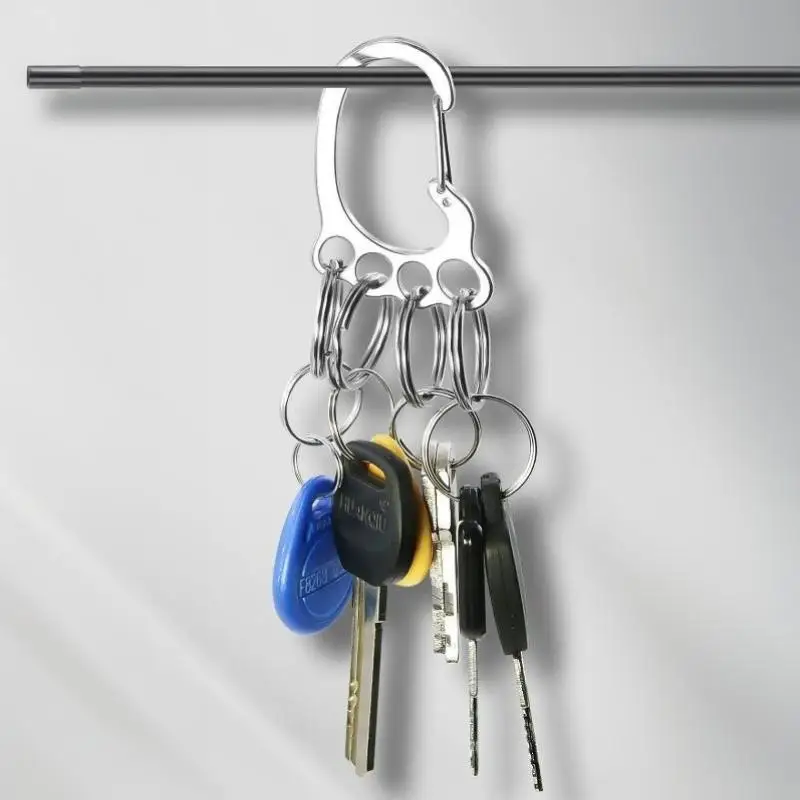 Fußförmiger Karabiner-Schlüsselanhänger aus Edelstahl, rostfrei, mit mehreren Aufhängelöchern für den täglichen Gebrauch, Outdoor-Wanderungen und Reisen. – Detail 3
