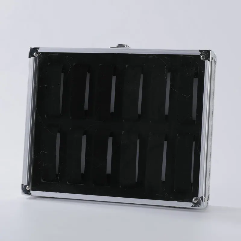 بقعة بالجملة 12 شعرية سبائك الألومنيوم ووتش مربع ووتش صندوق مجوهرات المحمولة المنتجات المعدنية التعبئة مربع عينة عرض مربع