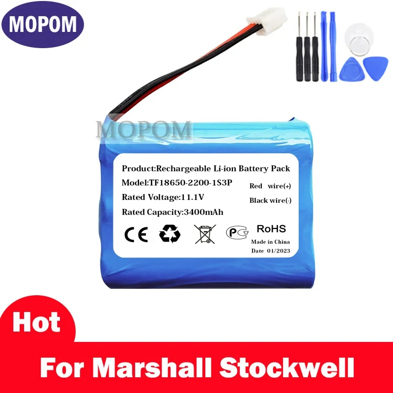 New 11.1V 2600mAh/3400mAh Speaker Battery For Marshall Stockwell TF18650-2200-1S3PA