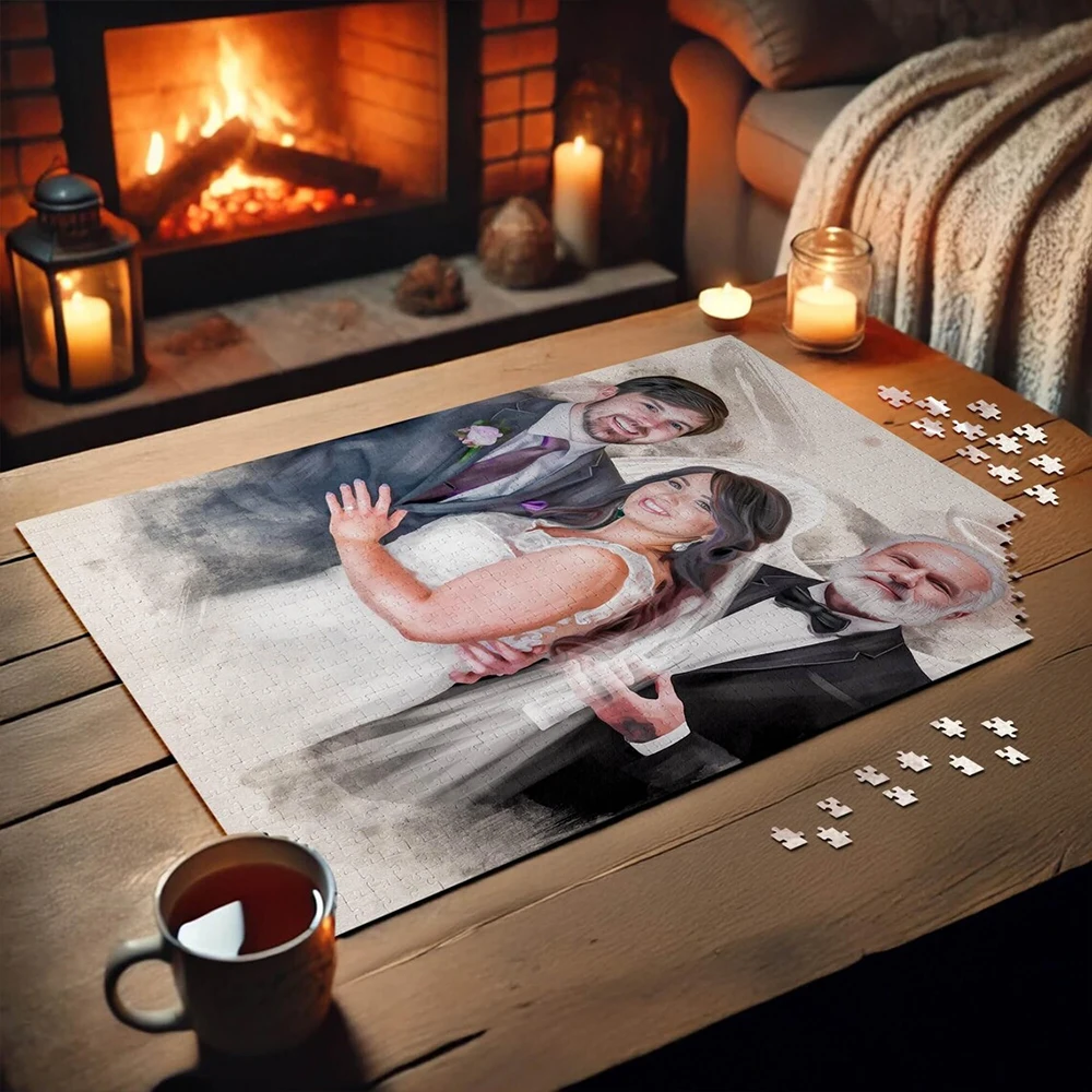 35/300/500/1000pcs Personalized Custom Photo Puzzle wedding photo Customize Jigsaw Puzzle For CouplesCouples Family Christmas view 2