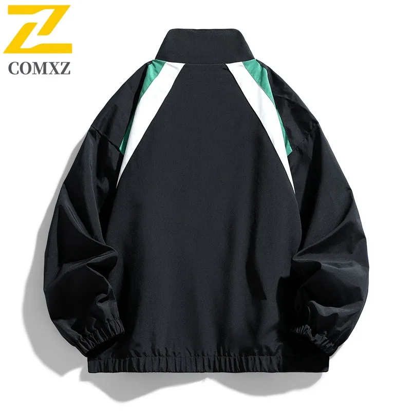 سترة COMXZ للرجال 2025 بياقة واقفة معاطف خارجية لركوب الدراجات النارية مقاومة للرياح على طراز الشارع سترات خريف جديدة خفيفة الوزن