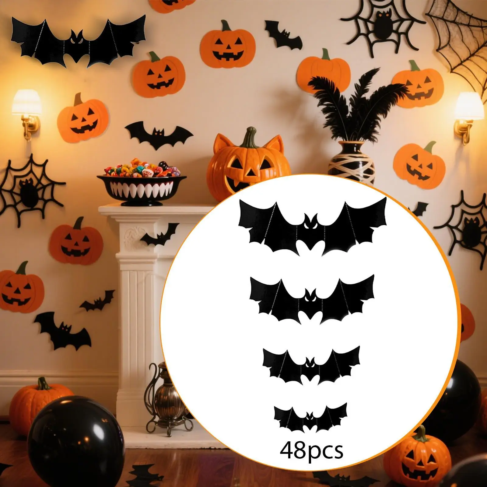 Halloween 3D Bat Wall Stickers Scary for Farmhouse Apartment Living Room