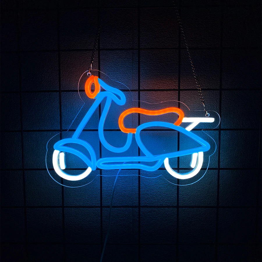 Retro Gaming Shops - Scooter Neon Sign, Multi‑Color Retro Moped