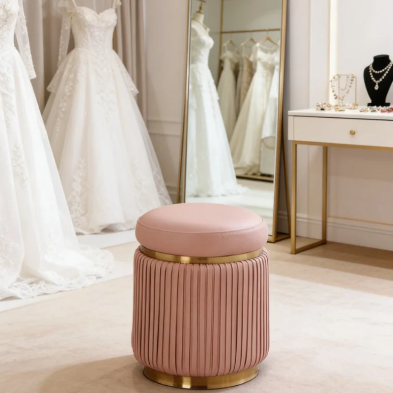 

Modern Luxury Vanity Stool Gold Trim good Support High Comfort Seat Easy To Move PP Foot Pads For Home Living Room Dressing Area