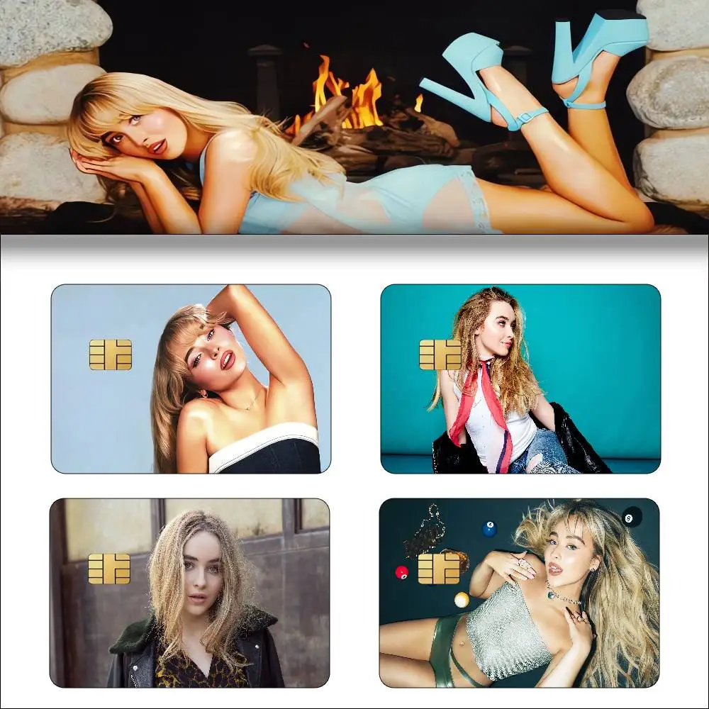 Singer Sabrina Carpenter 1 Set Of 4 Pcs Credit Card Skin Stickers For VISA Bank Card Waterproof Sticker Anti-scratch Women Gift