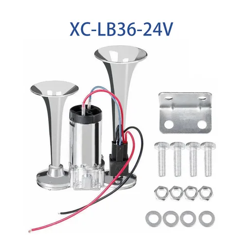 Imagen 2 del producto Bocina 12V/24VS, bocina eléctrica súper ruidosa para coche, trompetas duales, altavoz de bocina de aire para coche, SUV, vehículo, barco, tren, motocicleta, camión RV