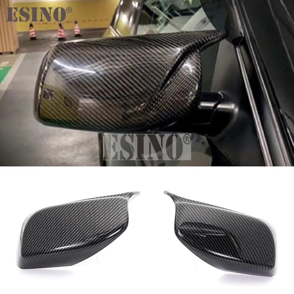 

2 x ABS Carbon Fiber Look Oxhorn Style Rearview Side Mirror Replacement Covers Cases For BMW E60 E61 E62 E63