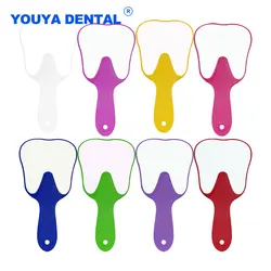 Multi-Color Handheld Mirror Dental Tooth Shaped Mirrors Unbreakable Plastic Mouth Checking Tooth Examination Inspection Oral
