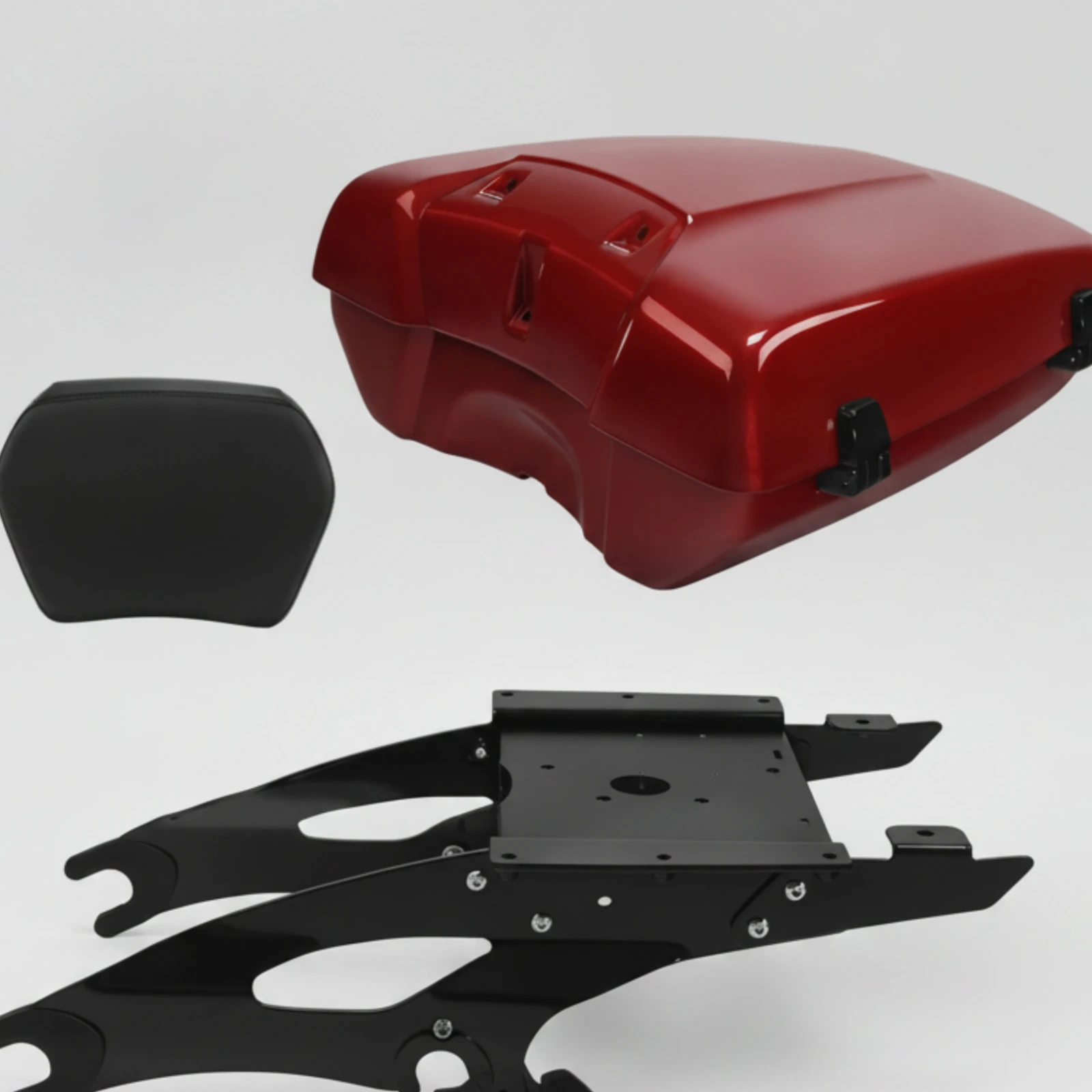 Motorcycle Rear Trunk with Backrest Cushioned Motorcycle Trunk with Backrest Luggage Glossy Sturdy for Motorcyclists