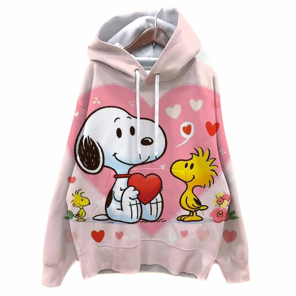 Felpe con cappuccio a maniche lunghe da donna Felpa girocollo con stampa Snoopy Felpa unisex autunno inverno Y2k Pullover Abiti gotici anni '90