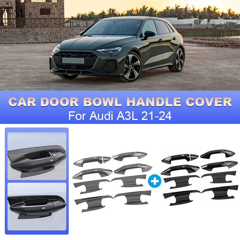 

For Audi A3 A3L 2021 2022 2023 2024 Car Outer Door Handle Bowl Coverr Trim Decoration Frame Exterior Accessories