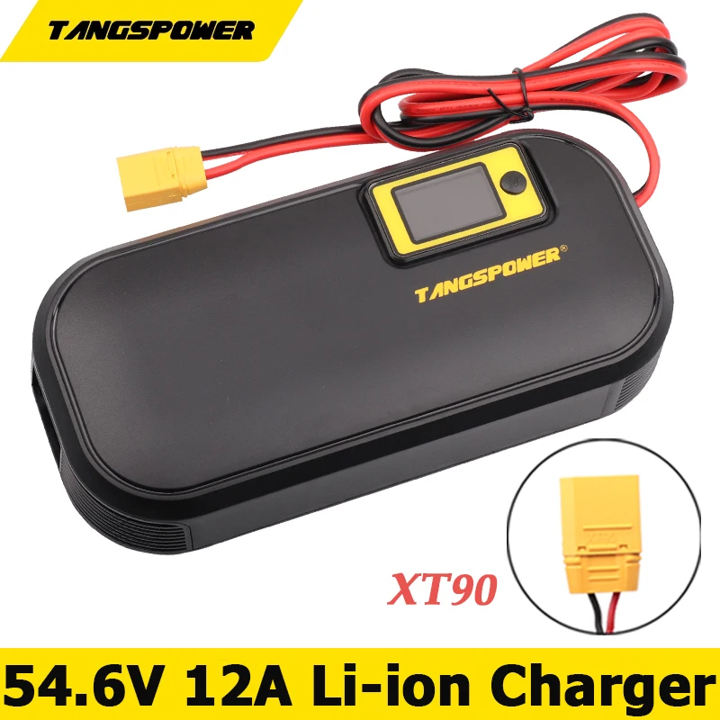 54.6V 12A Lithium Battery Charger For 13S 48V Li-ion Motorcycle E-bike Golf Cart E-scooter Charger Band Display Connector XT90