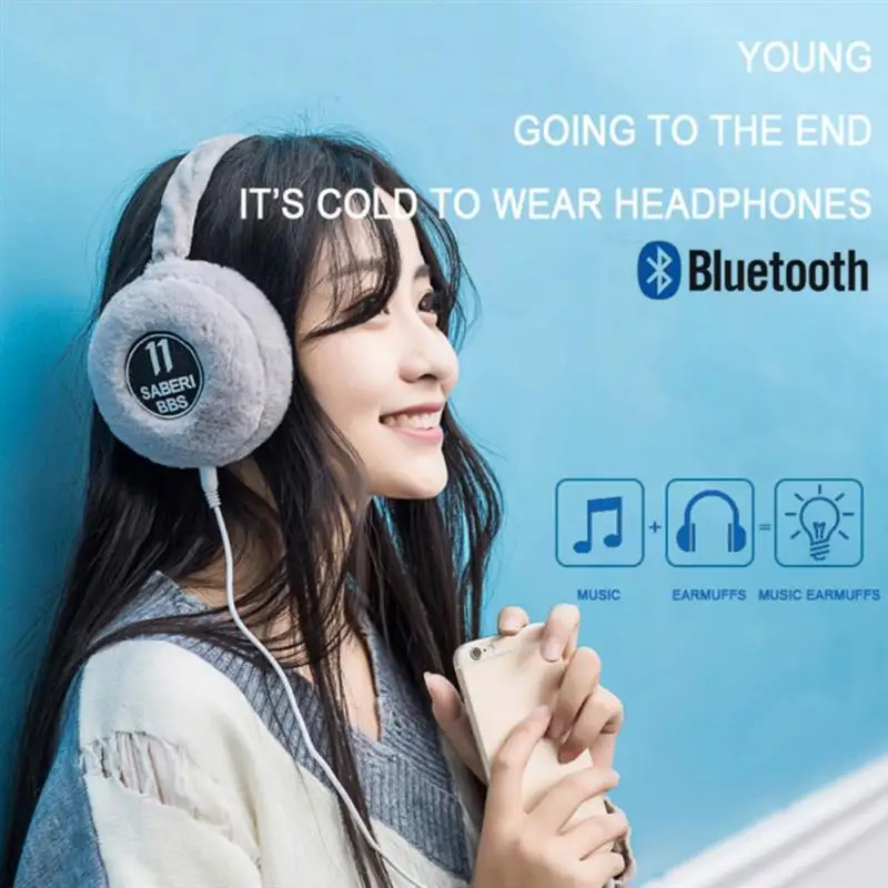 Earphones New Ear Cover Wireless Headsets Warm Earmuffs For Men Women Warm Ear Cute Muffs Velvet Headphones Plush Usb