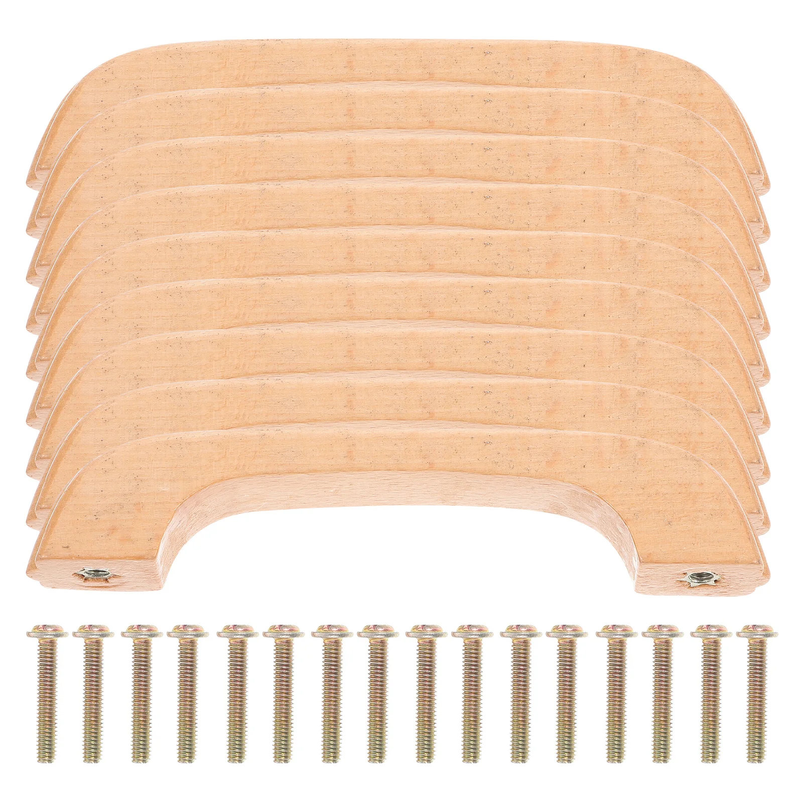 8Pcs Beech Wood Cabinet Pull Handle Replacement Durable Retro Furniture Door Drawer Wardrobe Handles Door Handle