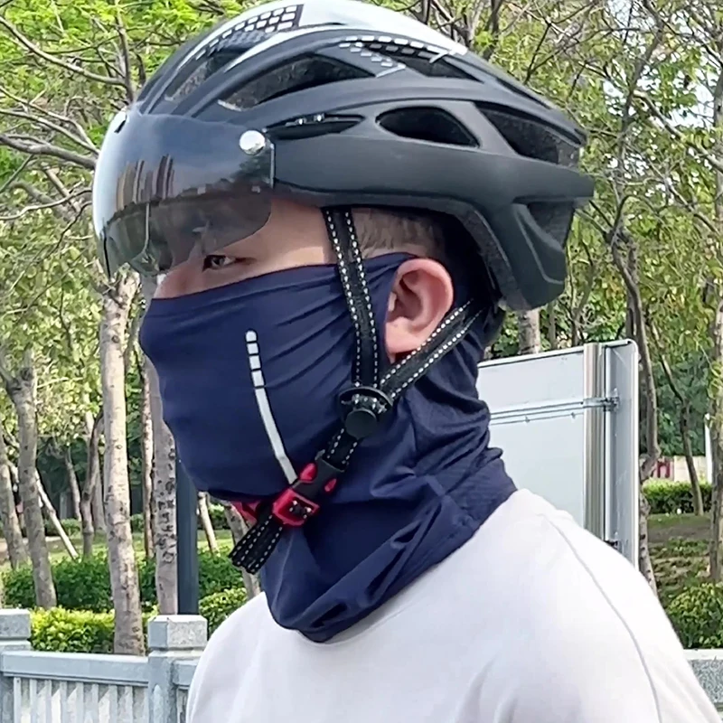 B114 Summer Cycling Face Mask antivento Ear Hanging Ice Silk protezione solare asciugamano per il viso sciarpa sportiva resistente ai raggi UV