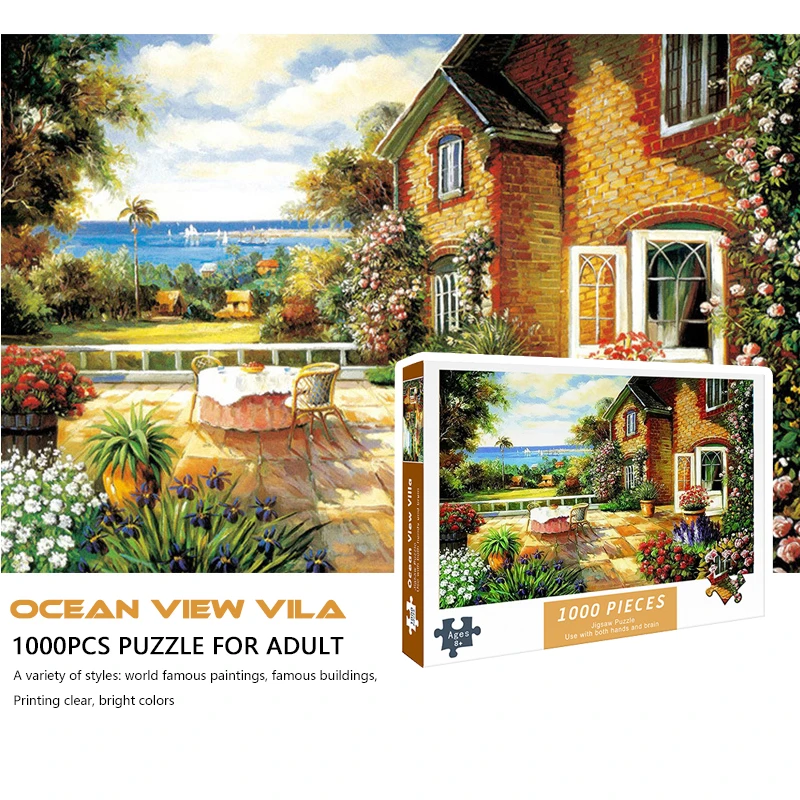 75*50 cm Per Adulti 1000 Pezzi Puzzle Ocean View Villa Cure Alta Difficoltà Decompressione Ragazza Giocattoli Educativi Regalo Di Compleanno