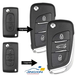 Jingxin ANAHTAR Modifiye Filp Katlanır Uzaktan Anahtar Shell Kılıf Peugeot 207 307 407 408 308 Citroen C4C2 HU83/VA2 Blade 0523 Araba