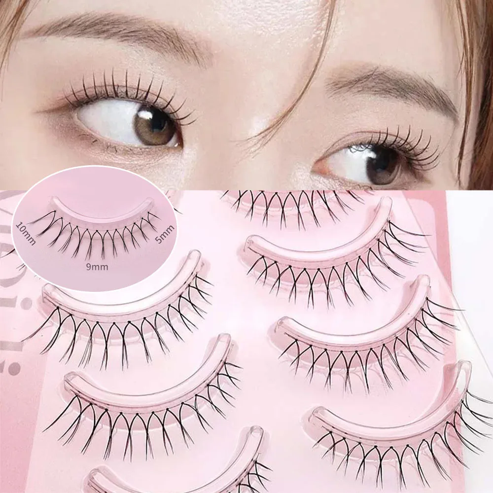 3D V Shaped Cílios Postiços Naturais, transparentes Stem Lashes, Fairy Enxerto Extensão dos Cílios, Handmade Maquiagem Tool, coreano, 4 Pares