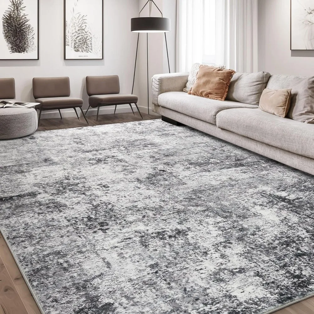 

Area Rug Living Room Rugs - 8x10 Large Soft Indoor Neutral Modern Abstract Low Pile Washable Rug Carpet for Bedroom Dining Room