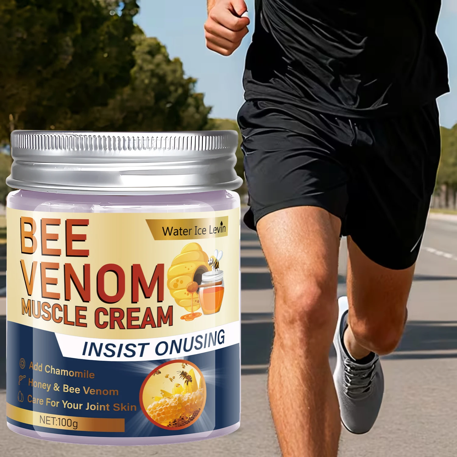 Bee Venom Muscle Cream, Collagen & Honey-Infused, Light Texture Moisturizes Daily for Elastic, Smooth & Glowing Joint Skin