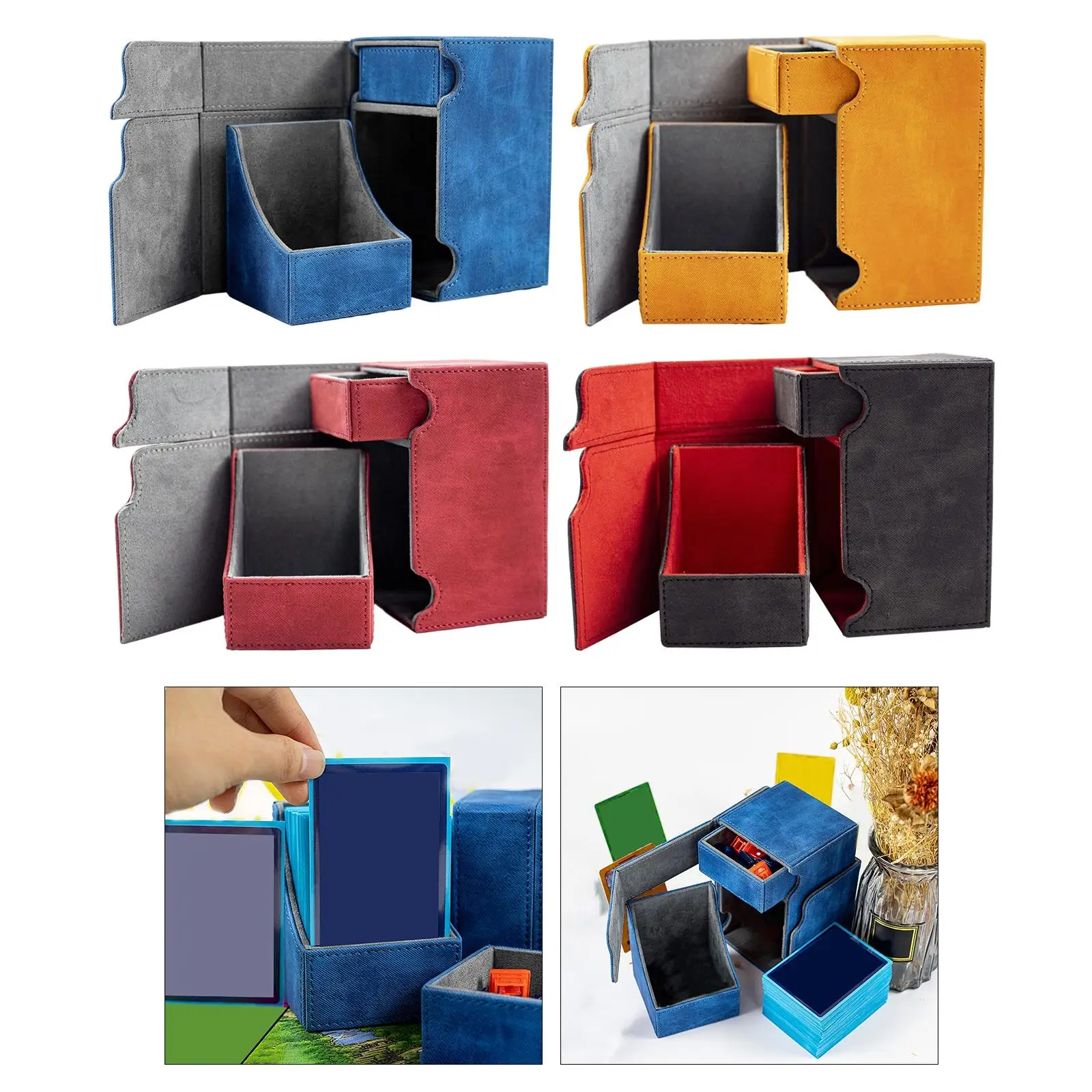 Boîte de rangement de bureau en cuir PU, porte-cartes magnétique, pocommuniste de pont, compatible avec MTG, cartes à collectionner