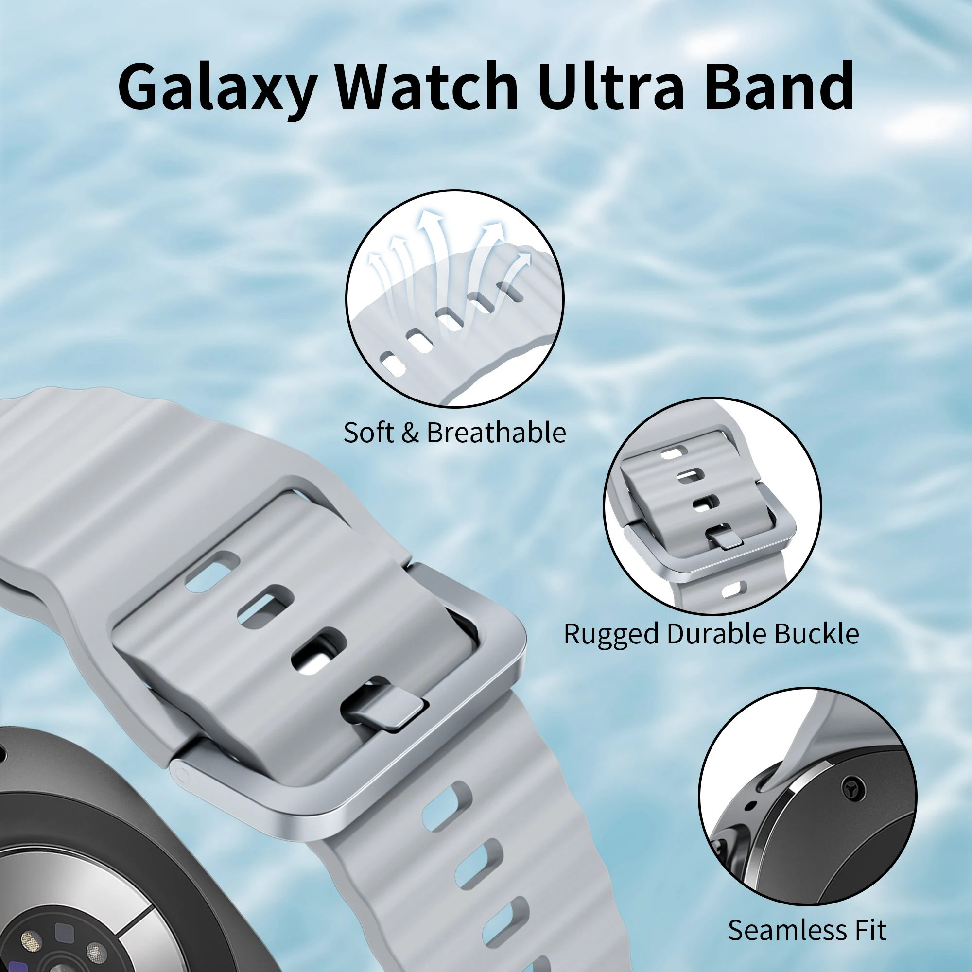 حزام أصلي لساعة سامسونج جالاكسي الترا حزام 47 مللي متر سوار سيليكون جالاكسي ساعة 5 برو/4/6 كلاسيك/7 44 مللي متر 40 مللي متر 43 46 الفرقة