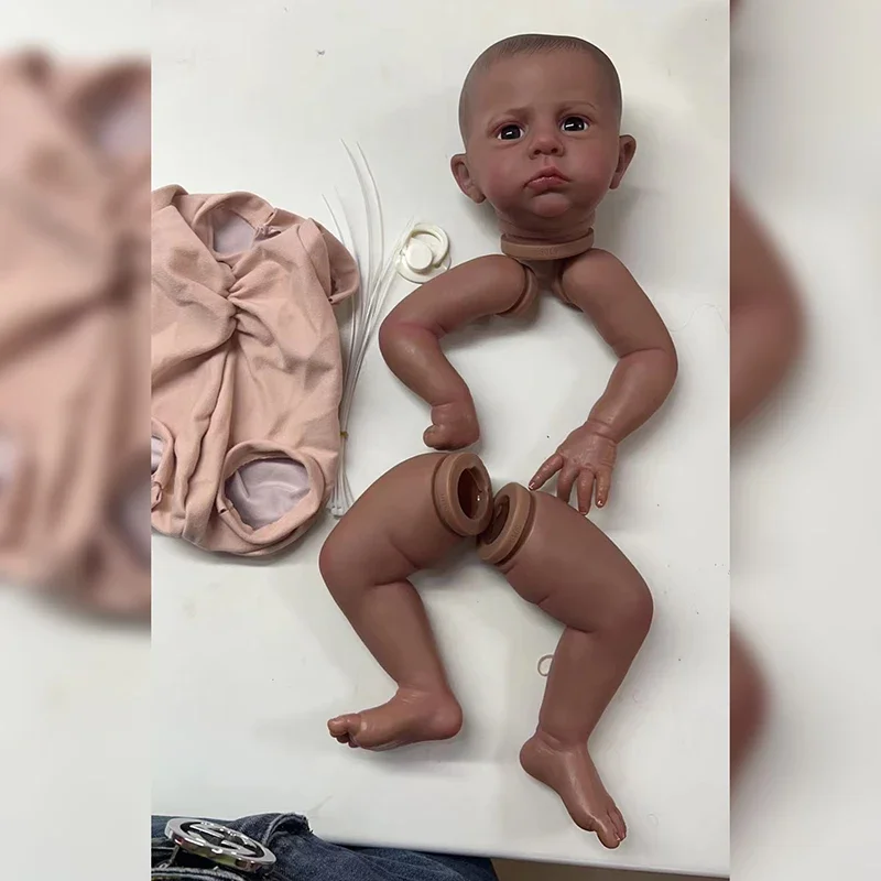 24인치 60cm 이미 페인트된 다시 태어난 인형 키트 카메론 어두운 피부 DIY 인형 부품