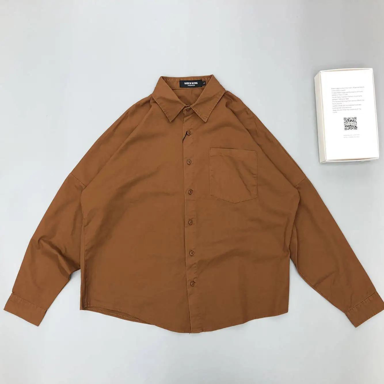 100% Cotton Washed Loose Plus Size Drop Shoulder Long Sleeve Shirt Hong Kong Artistic Style Oversize Trendy Korean Unisex Shirt