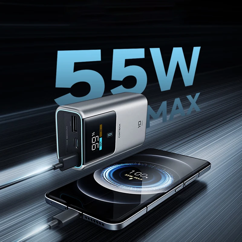 CUKTECH 10 Power Bank Mini 10000mAh PB1055 55W MAX 2-Port Output Portable Charger For iPhone 16 Xiaomi 15 Huawei