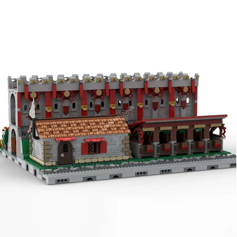 940pcs Moc Red Faction Medieval Cottage Modular Castle Architecture Building Blocks Kids Assembly Educational Bricks Toys Gifts