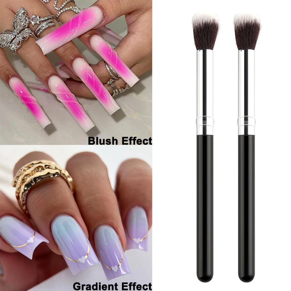 Nail Art Brush, Portable Multifunctional Cosmetic Nail Art Brush, Nail Art Gradient Blush Brush for DIY Salon Nail Painting Tool