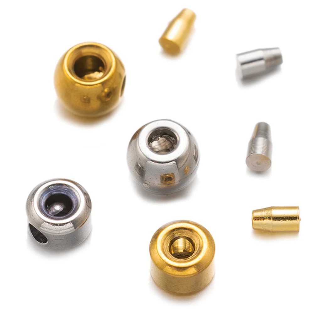 10Pcs Stainless Steel Gold Color Crimp End Beads Stopper Spacer Caps Beads For DIY Necklaces Bracelets Jewelry Making Supplies
