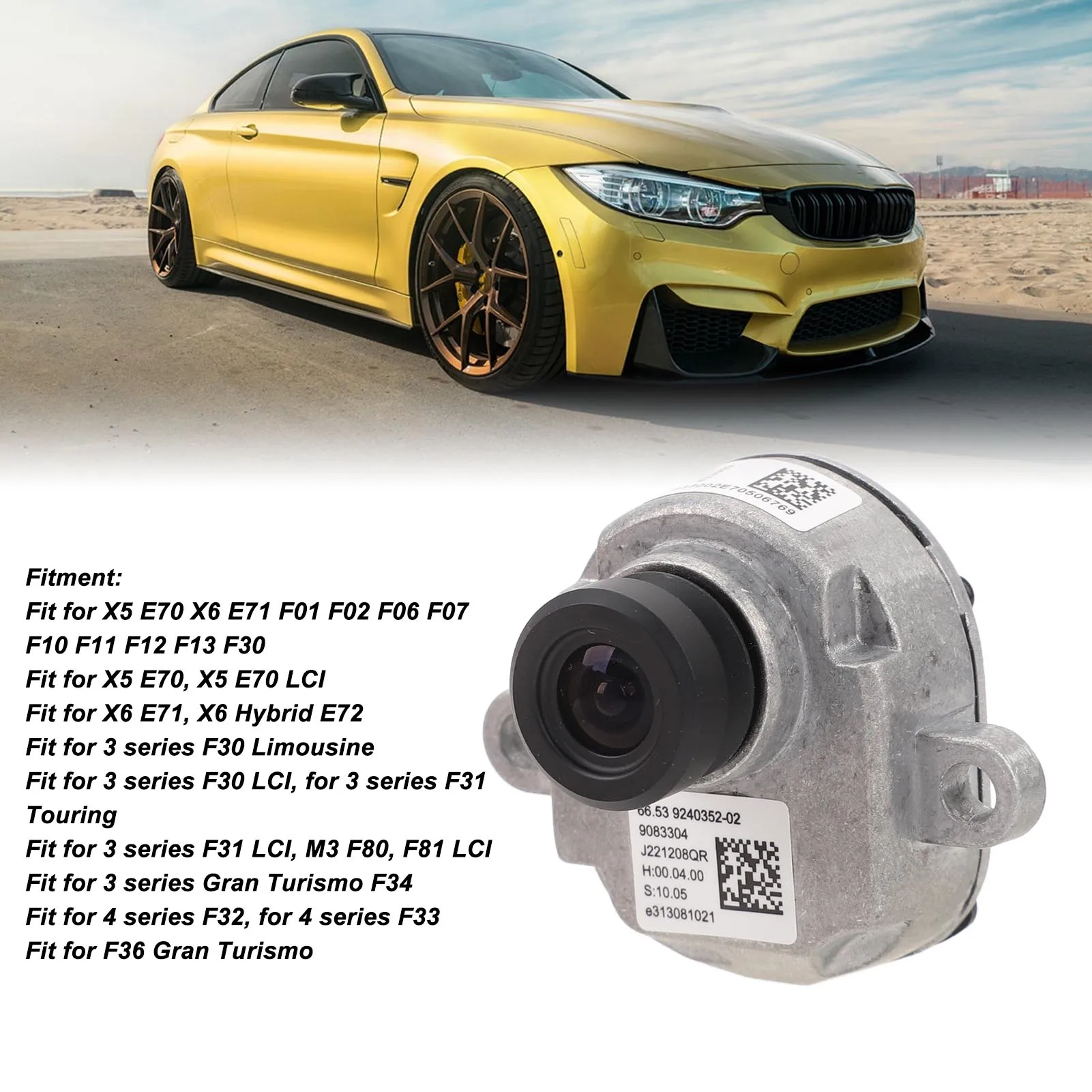 كاميرا المصد الأمامي 66539194215 9216284 المصد الأمامي كاميرا الرؤية الجانبية زاوية واسعة عرض 9240352 لـ X5 E70 X6 E71 F01 F02 F06 F07 #1