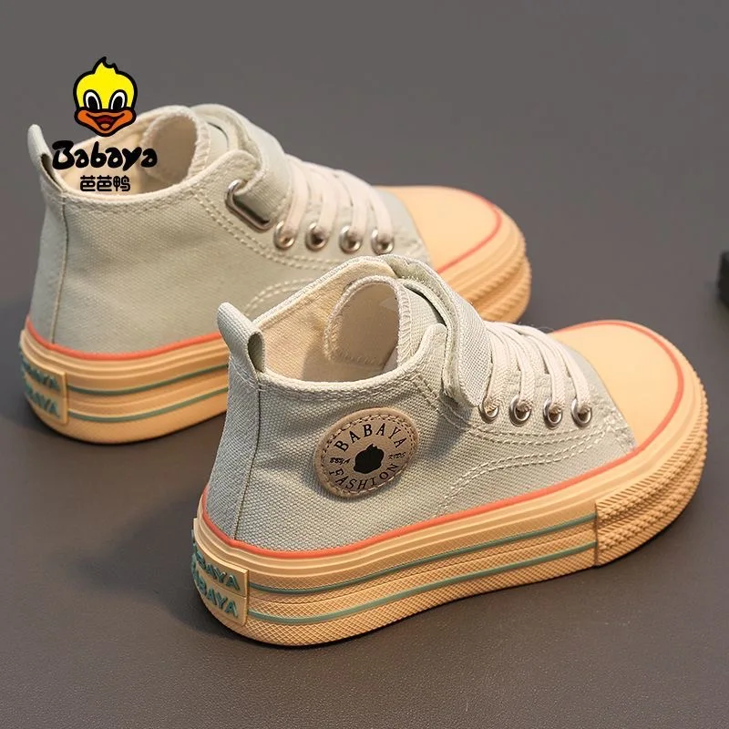 babaya 2024 Spring New High Top Children\'s Canvas Shoes for girl breathable Boys Shoes kids Board Shoes Autumn fashion sneakers