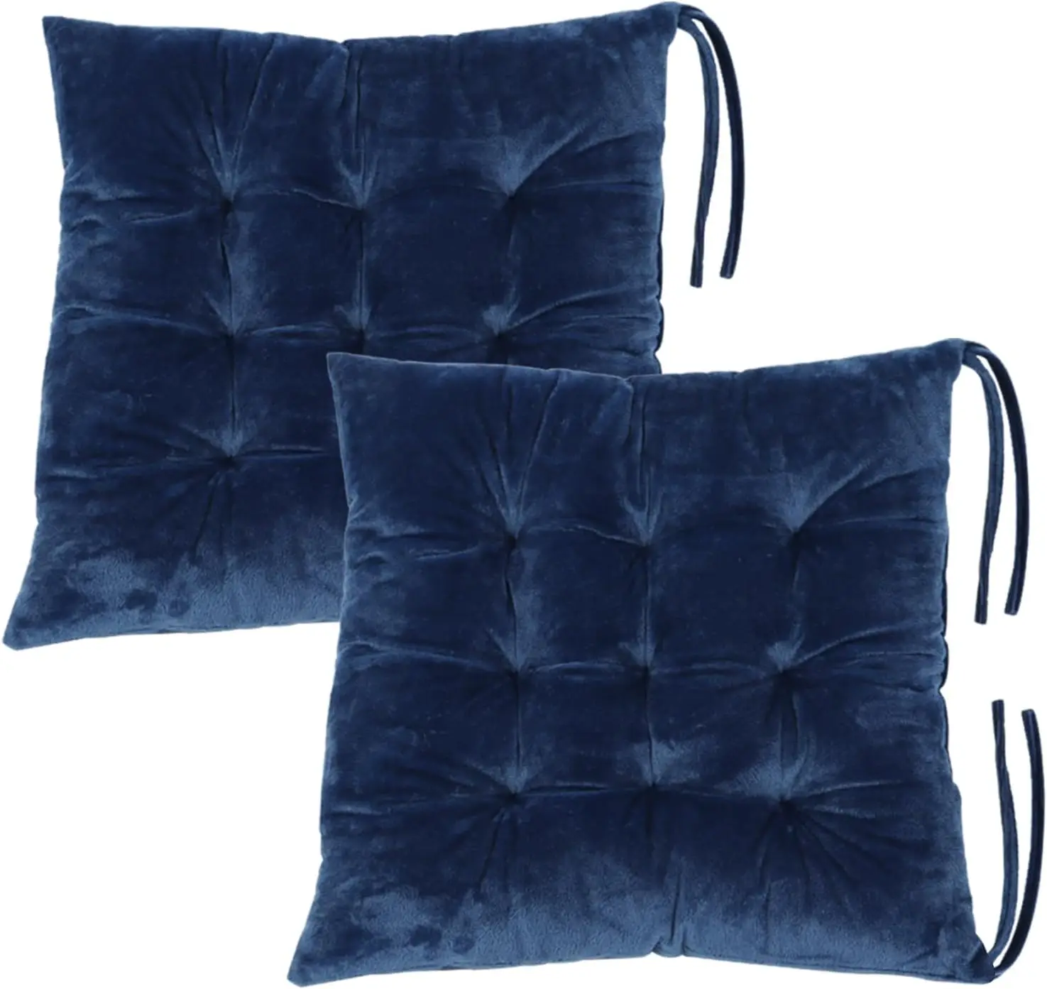 

2 Pa Square Seat Cushion Chair Pads For Kitchen Dining Chairs, Soft Comfort Velvet Chair Mat Pillow Cushions With Ties For