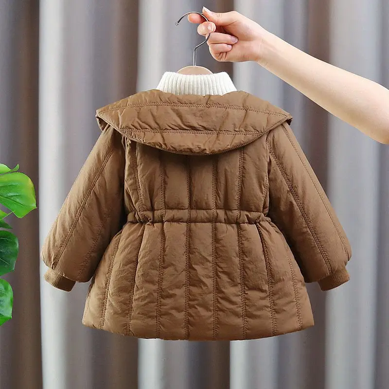 Girls Fleece Jacket Winter Children Cotton Coat Padded Thickened Warm Overcoat Toddler Solid Parkas Fashion Outwear 1-5 Years