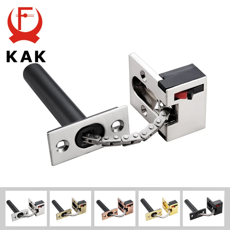 KAK Zinc Alloy Hidden Security Door Chain for Hotel Bedroom Door Latch Anti-theft Door Lock Kids Protection Lock Hardware