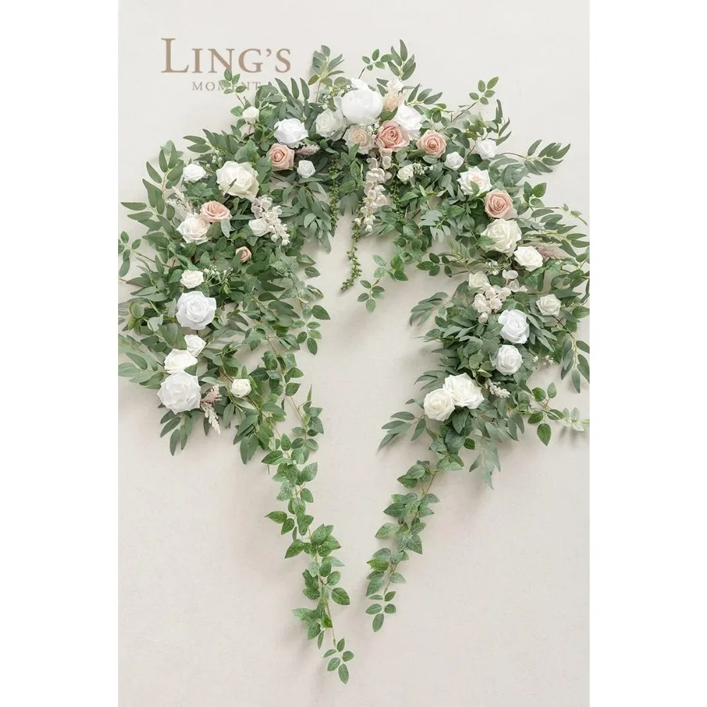 Arch Flowers Sage Green Decor, White Ceremony Reception Hanging Eucalyptus Rose Arbor Arrangement Outdoor Party me Decorations