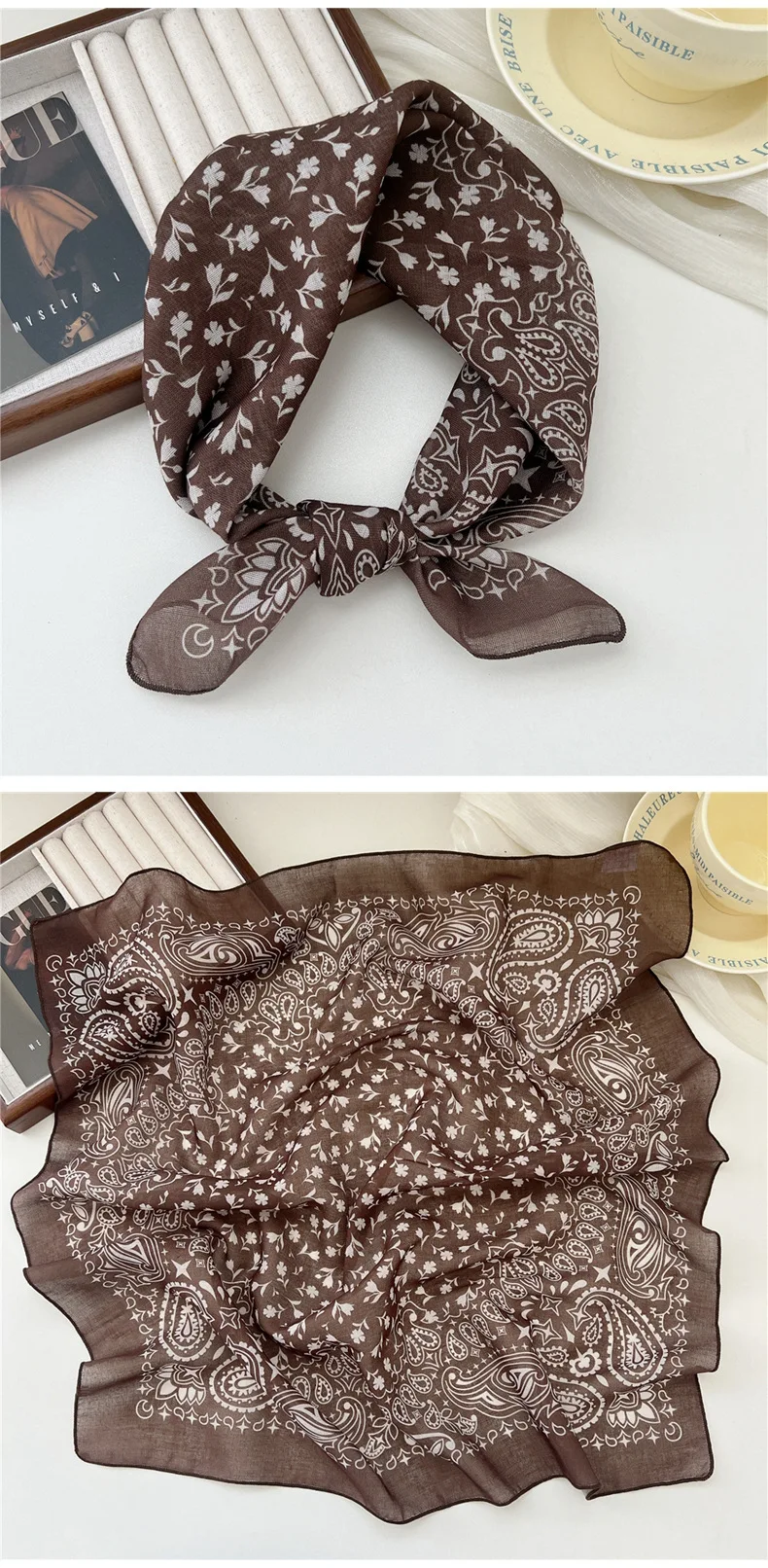 Mode Druck Seide Kleinen Quadratischen Schal Sommer Schal frauen Vielseitig Kleinen Schal Kopf Band Haar Zubehör – Detail 30