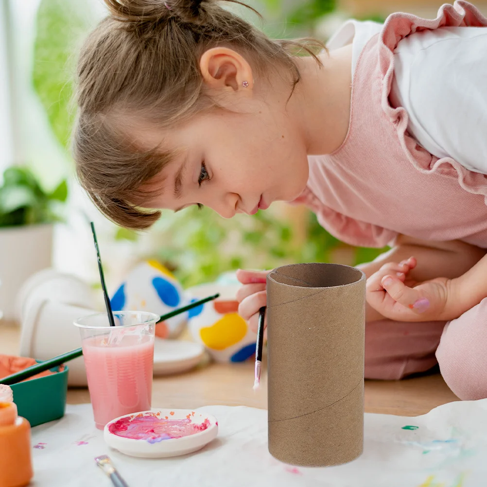 40pcs Round Cardboard Tube Craft Material Diy Art Projects Kids School Painting Graffiti Brown Paper Rolls Handmade Crafts