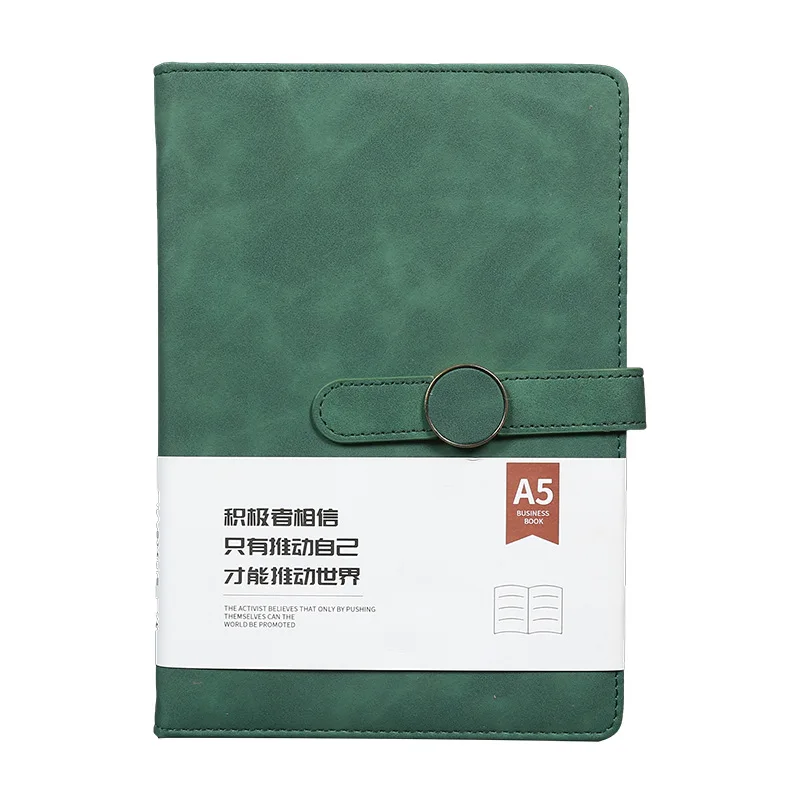 New A5 Minimalist PU Faux Leather Business Office Magnetic Buckle Notebook Color Printing Portable Student Notebook