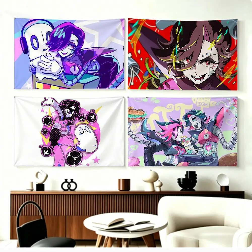 Mettaton U-Undertale Flags Wall Hanging Background Art Banner for Bedroom Home Outdoor Decor