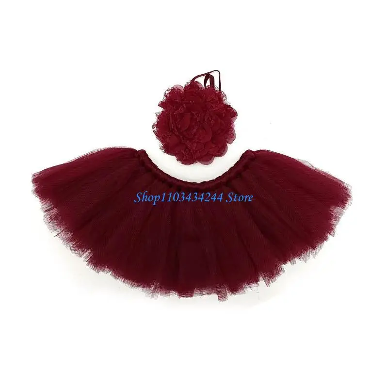 G2tc 2 pcs nhiếp ảnh trẻ sơ sinh đạo cụ trang phục bé Tulle tutu SPIPSTER SET TRANH CHẤP chụp ảnh Băng tóc hoa dễ thương