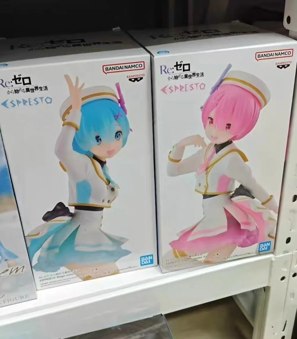 Em estoque bandai banpresto anime espresto re: zero-início da vida em outro mundo rem ram figura de ação modelo ornamento brinquedo presente