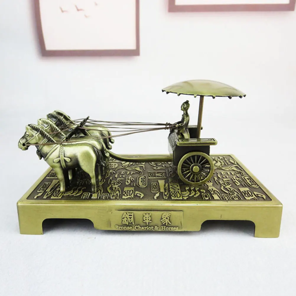 

Terracotta Warriors Horses Decoration Exquisite Retro Style Desktop Indoor Figurine Alloy Craft Metal nament Model