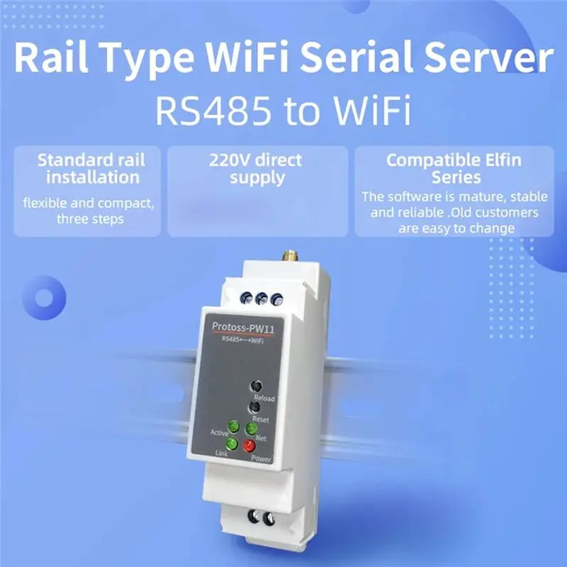 ABVT-DIN Rail RS485 To Wifi Converter Alibaba Cloud Iot DC Power Supply PW11-M 9-50VDC Serial Device Server