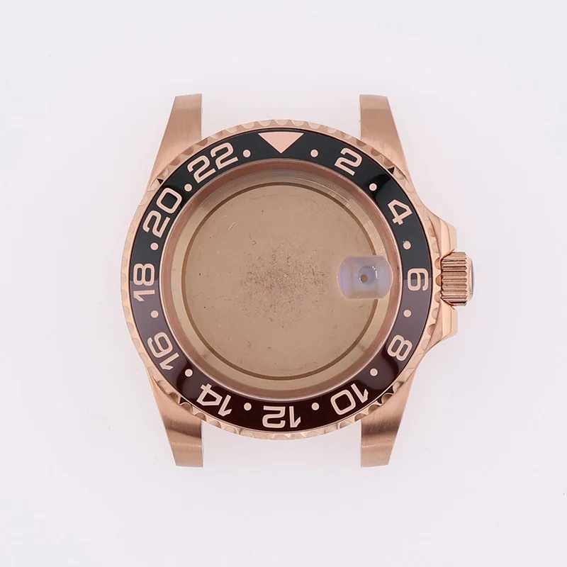 40MM Submariner Gold Watch Movement for NH34 NH35 NH36 Seiko GMT Case Ceramic Bezel Sapphire Electroplate Replacement Parts